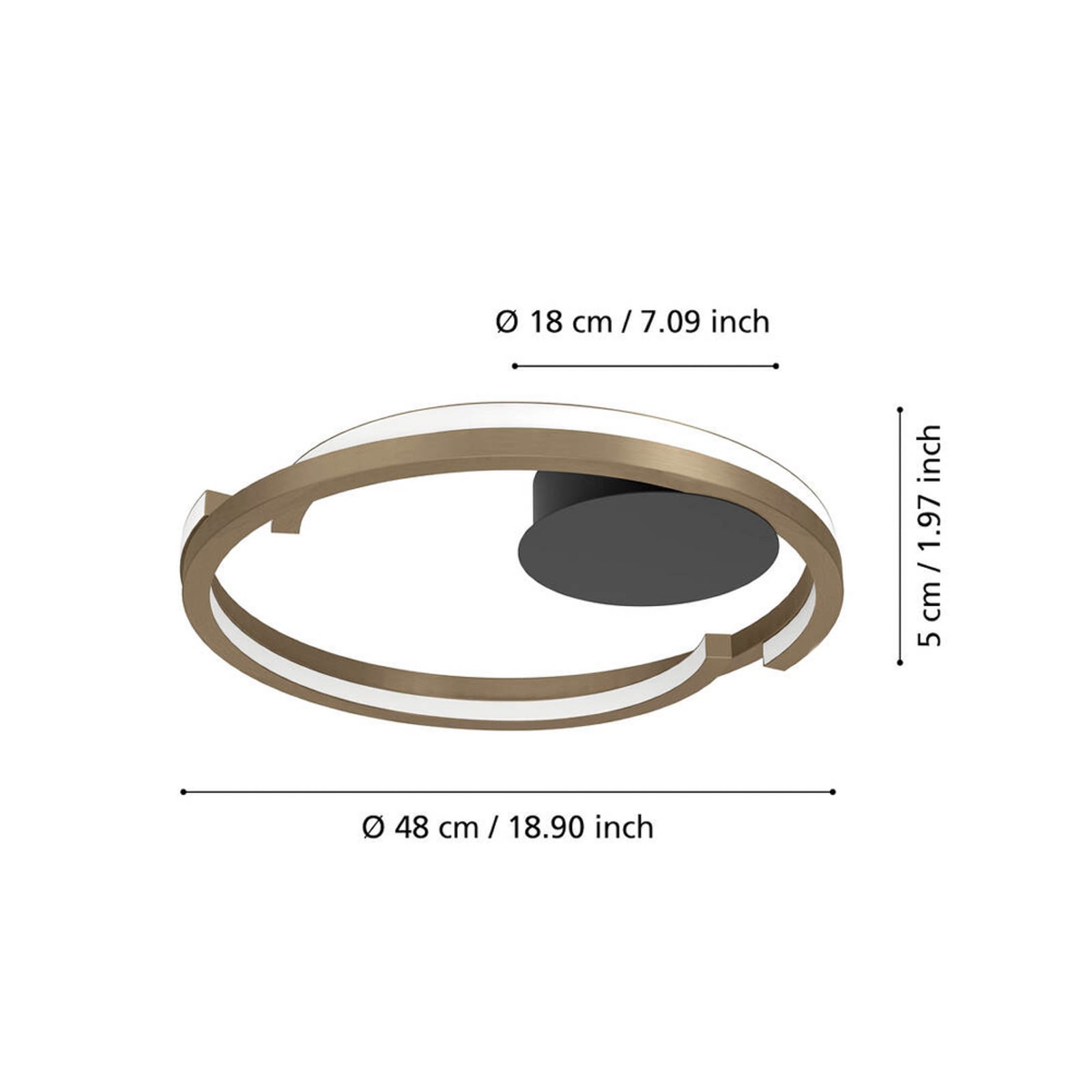 Candeeiro de teto LED EGLO MEZZOMONTE, bronze, Ø 48 cm, CCT Candeeiro de teto LED EGLO MEZZOMONTE, bronze, Ø 48 cm, CCT