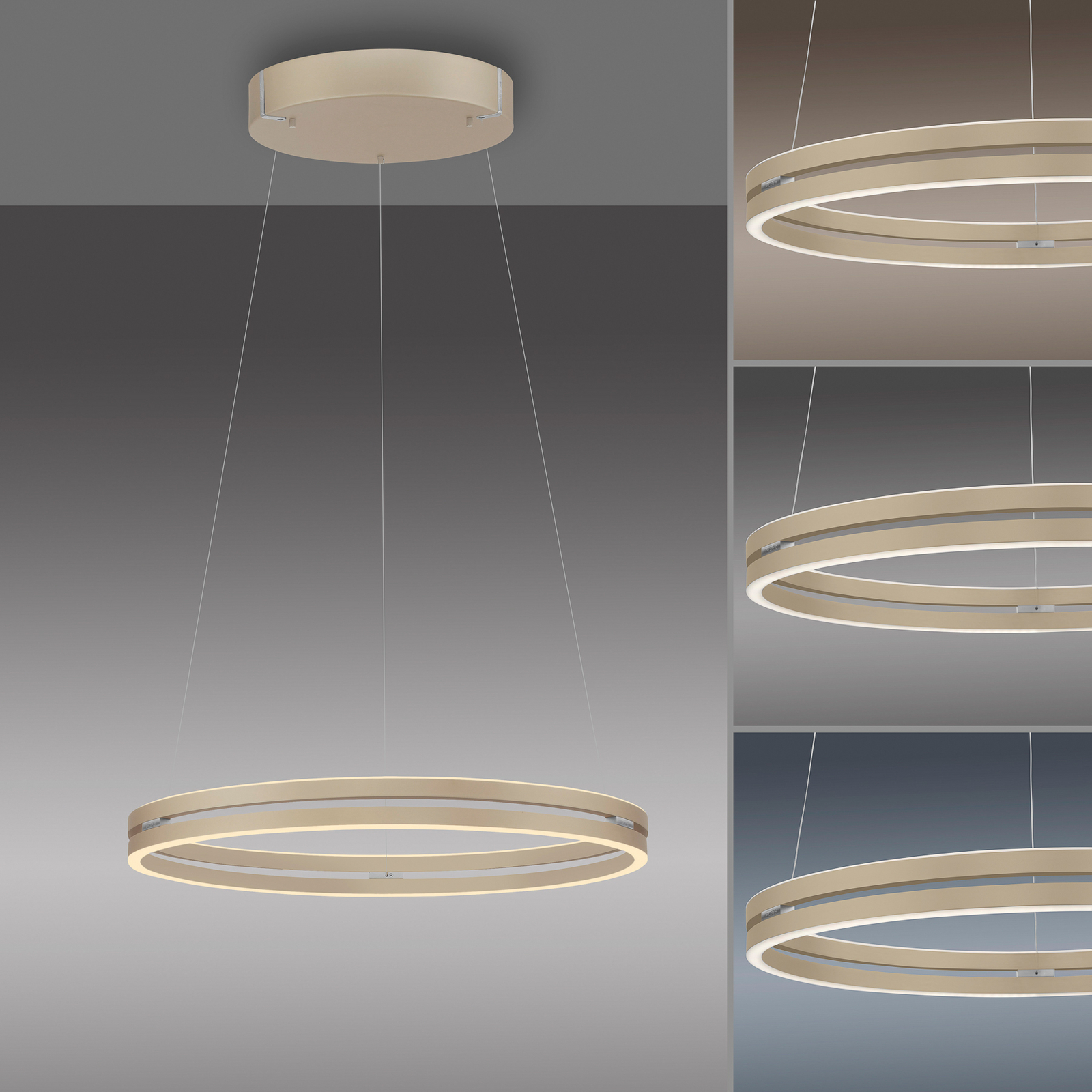 PURE LED-Hängeleuchte E-Loop bronze, Ø 70 cm, Aluminium, CCT