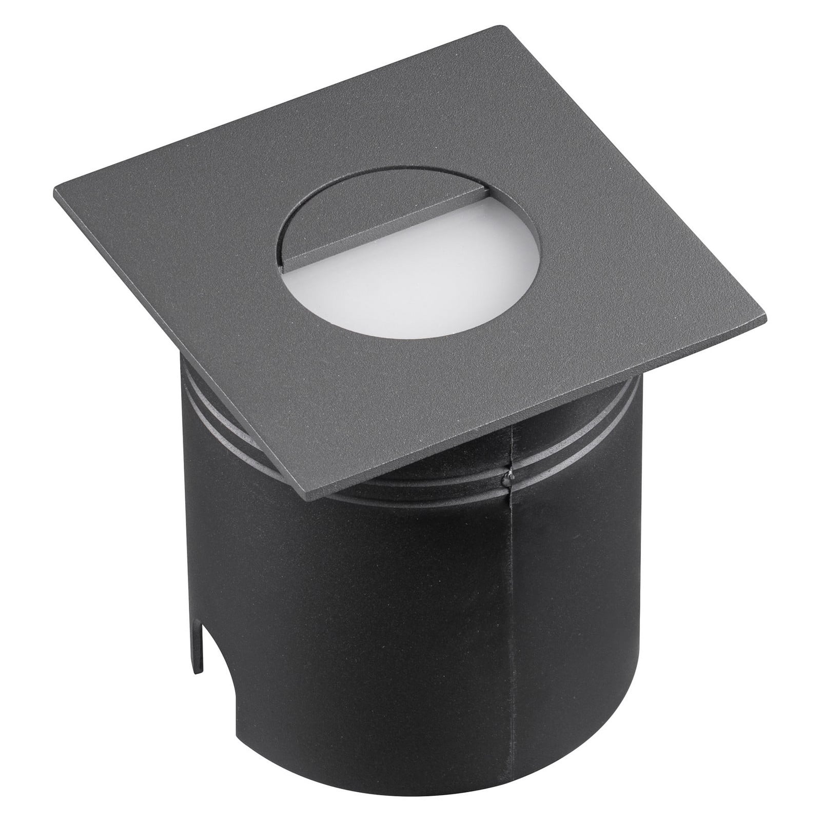 Luz LED embutida Aspen, difusor, angular, cinzento