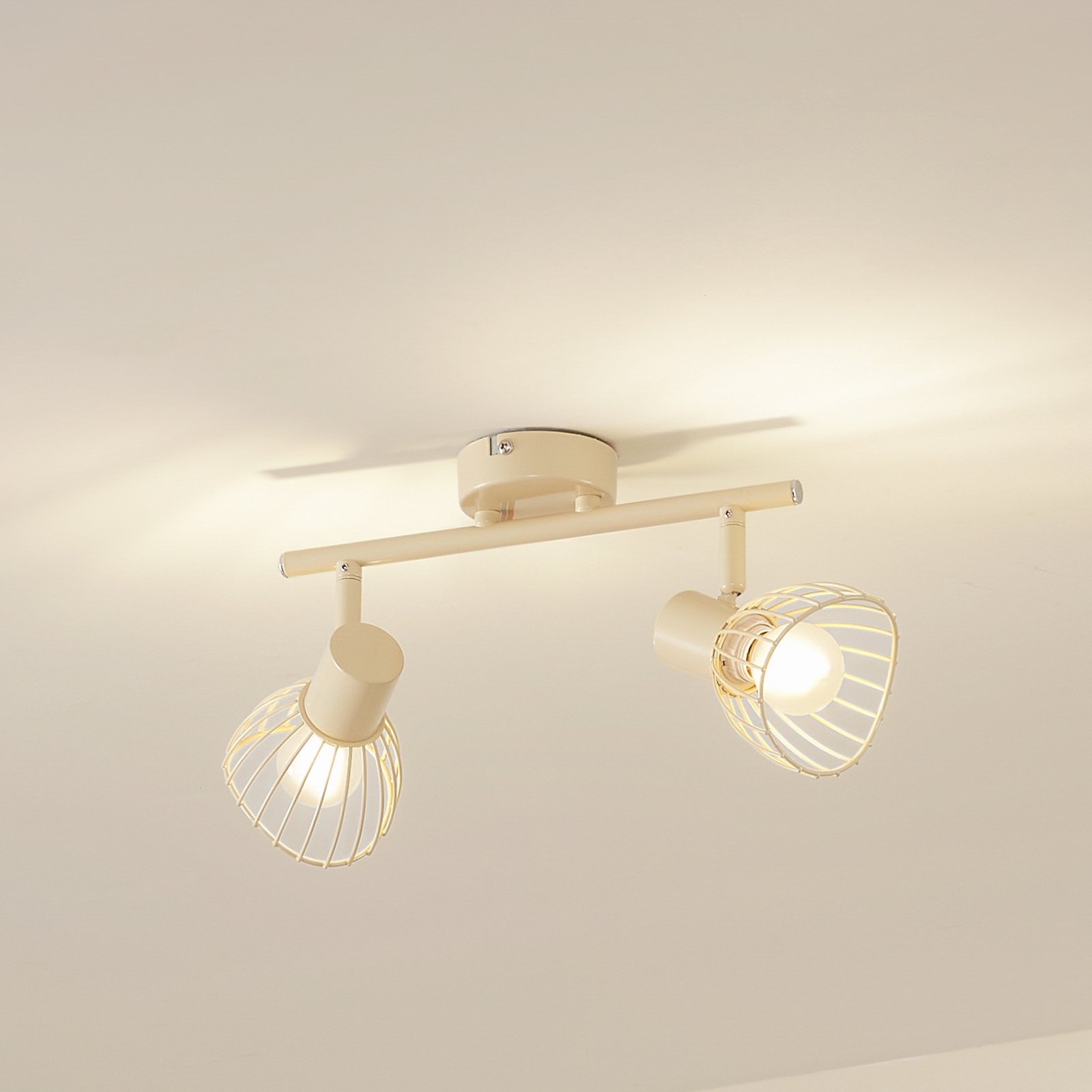 Lindby ceiling light Piena, beige, 2-bulb, metal, 39cm