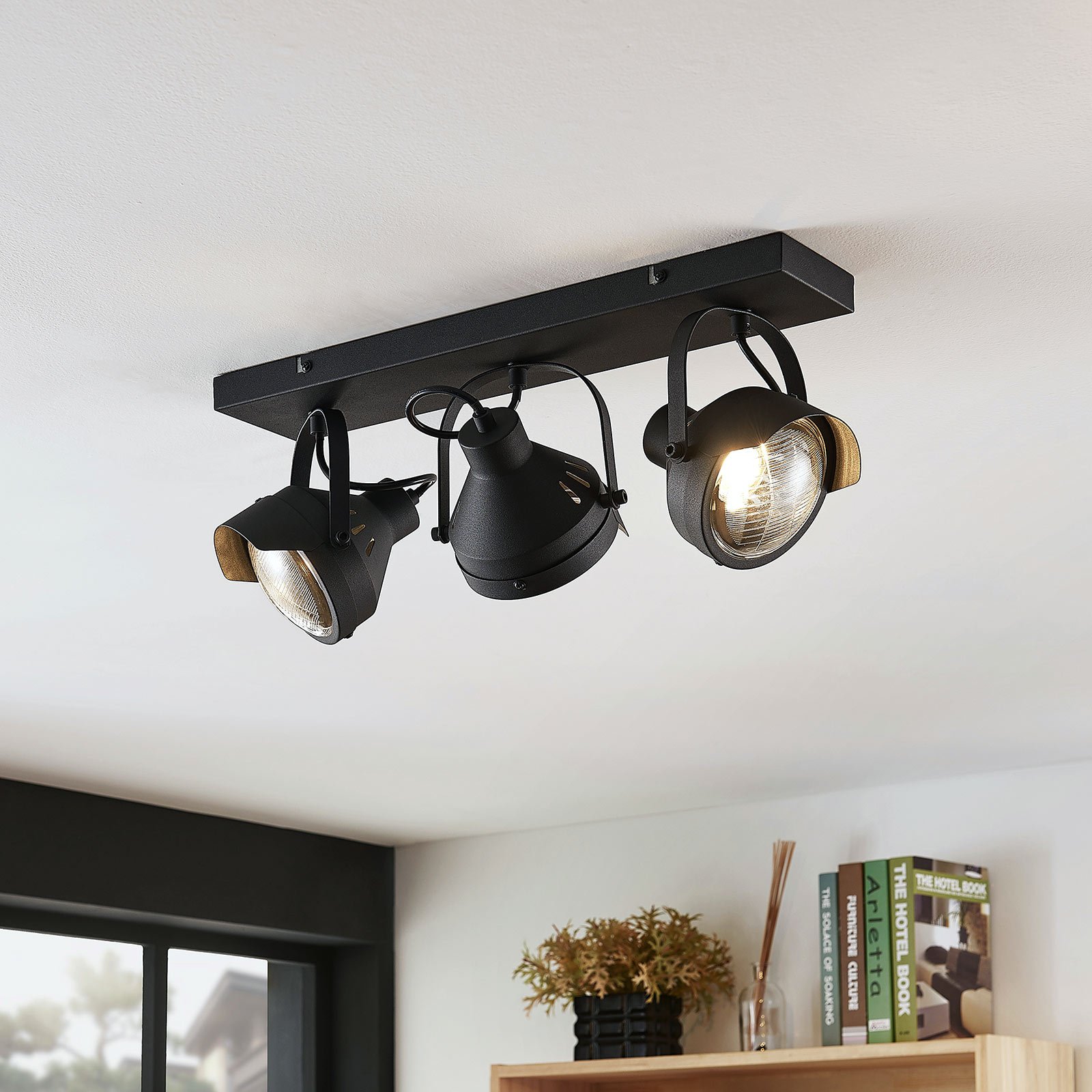 Henega 3 Stropné Lampa Black - Lindby