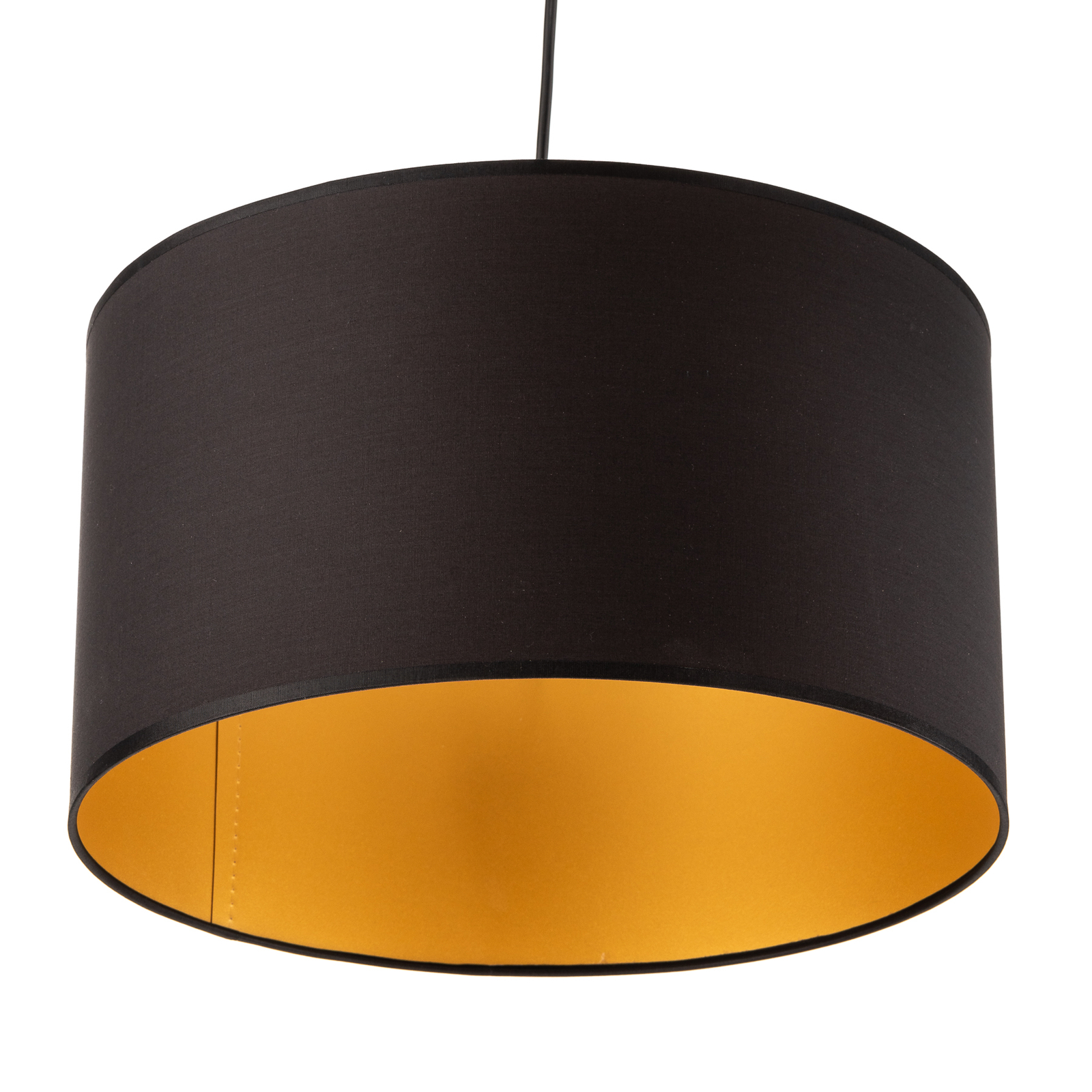 Hanglamp Roto 3 in zwart, kappen binnen goud