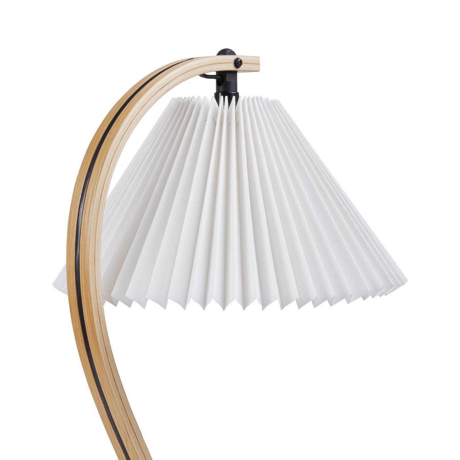 Gubi lampa stołowa Timberline, drewno/biały, len, wys. 50 cm