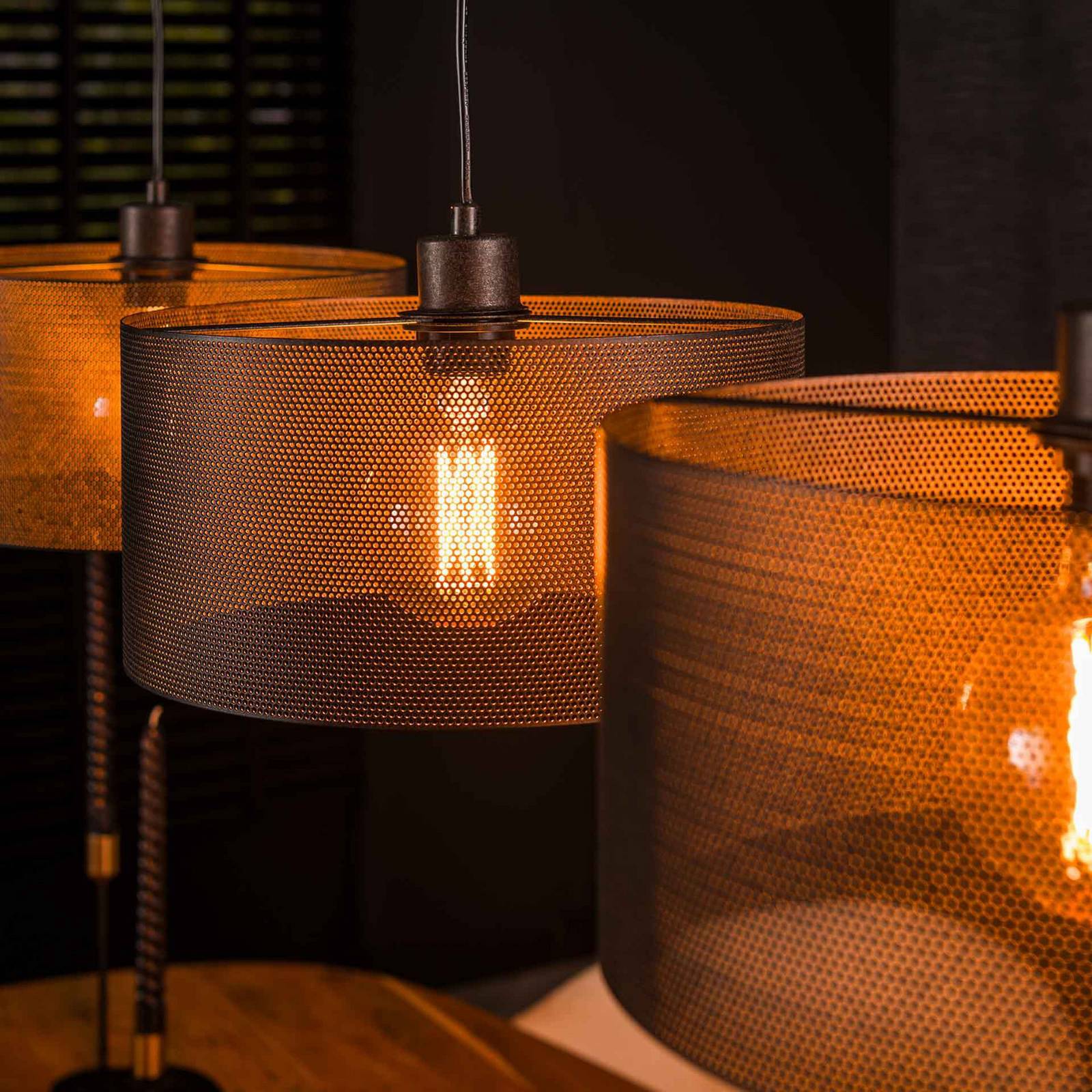 Lampa wisząca Tonno, 3-punktowa, czarny, metal, siatka