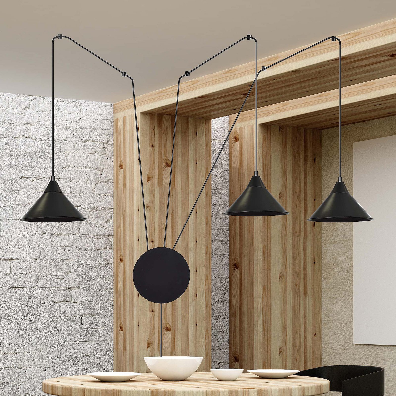 Hanglamp Ramo, 3-lamps, zwart
