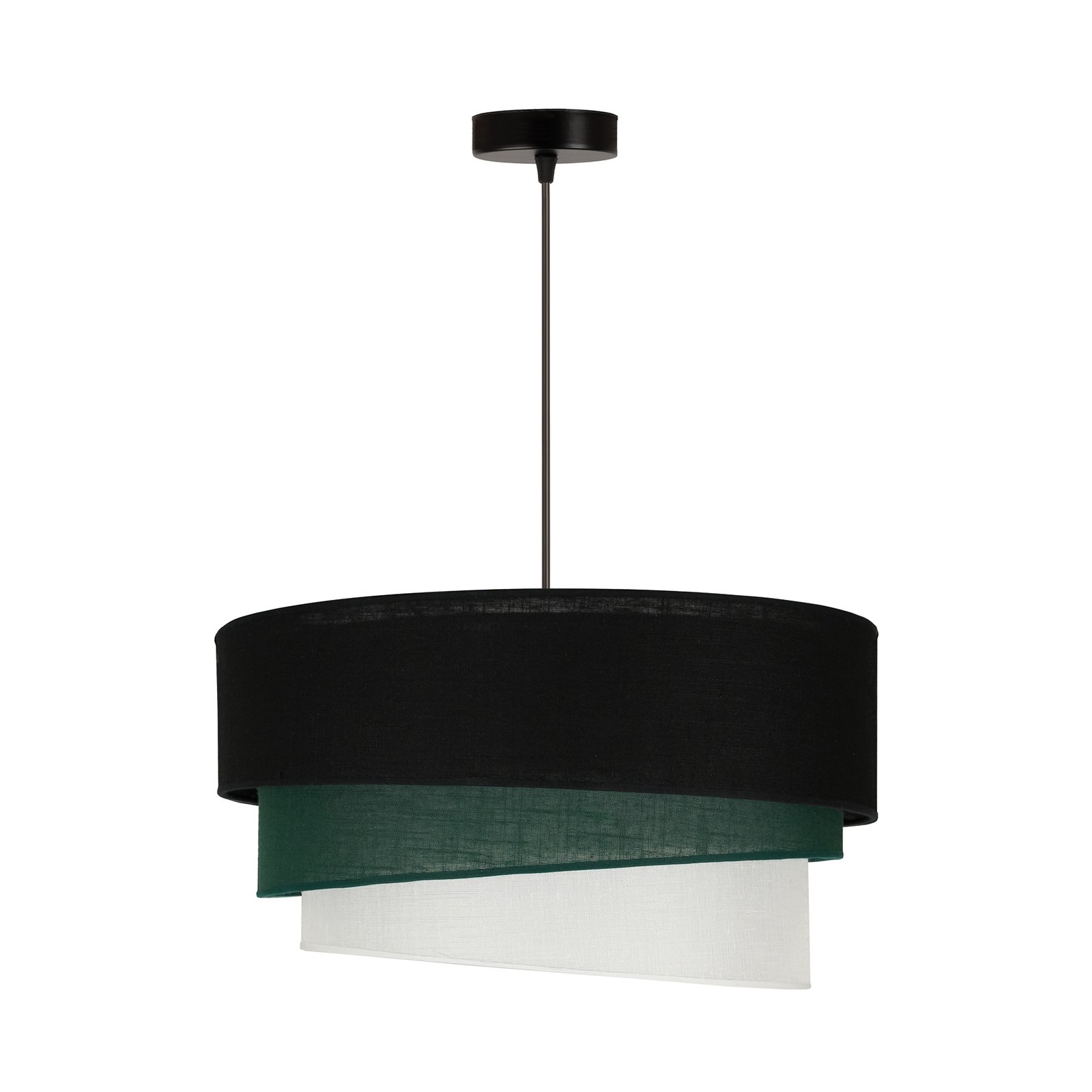 Euluna lámpara colgante Trio, negro/verde/blanco, textil, Ø 45 cm
