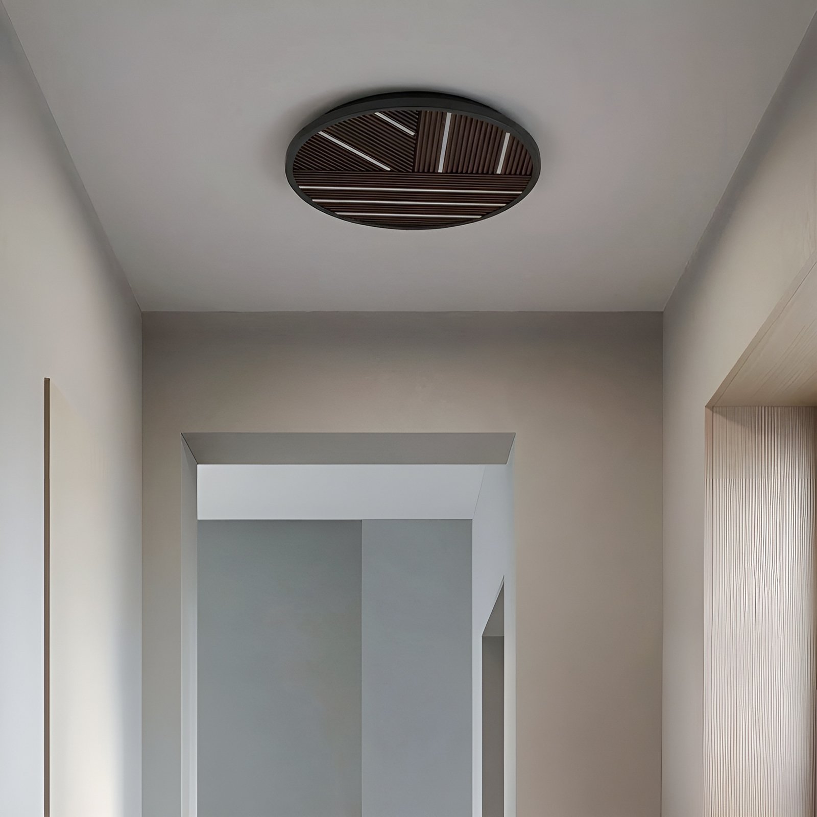 Lucande LED-taklampa Orven, trä, Ø 50 cm, dimbar