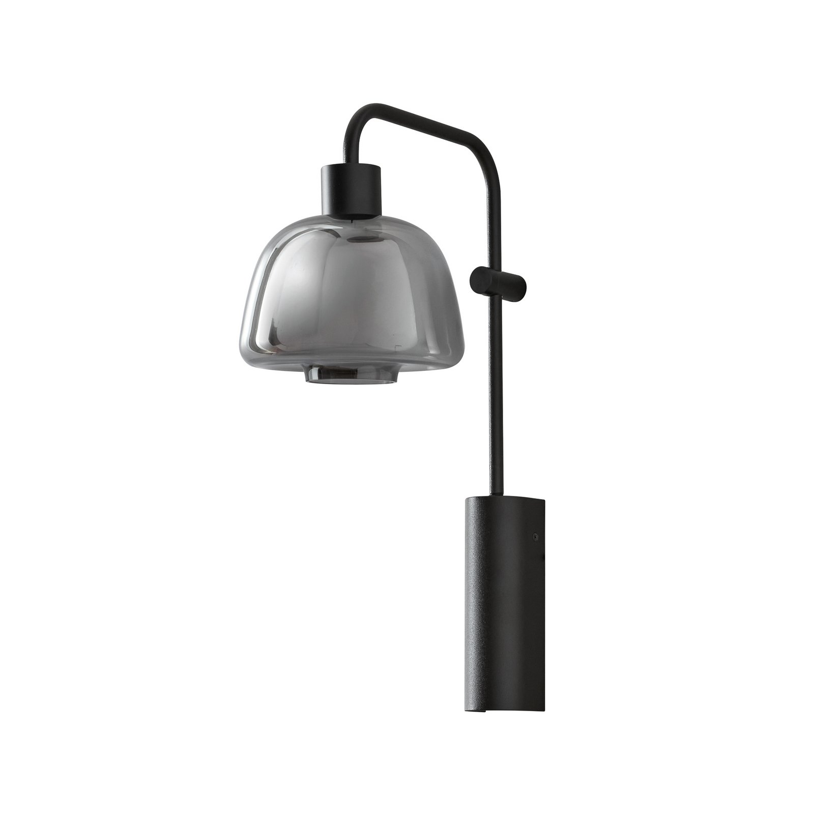 Aplique de pared LED Bover Drep A/04, cristal gris humo, negro, 2700 K