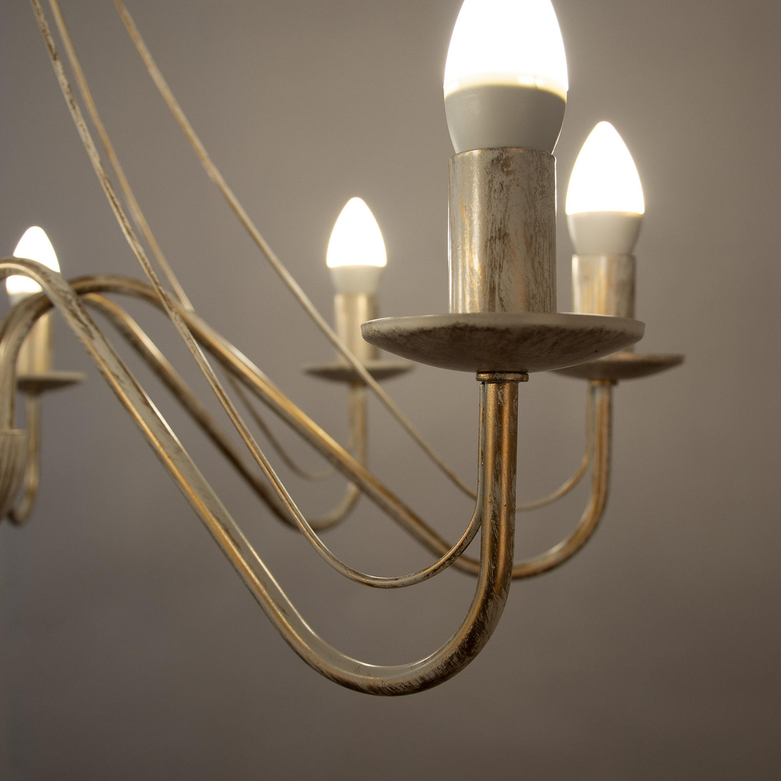 Lustre Malbo, or blanc, métal, à 8 lampes, E14