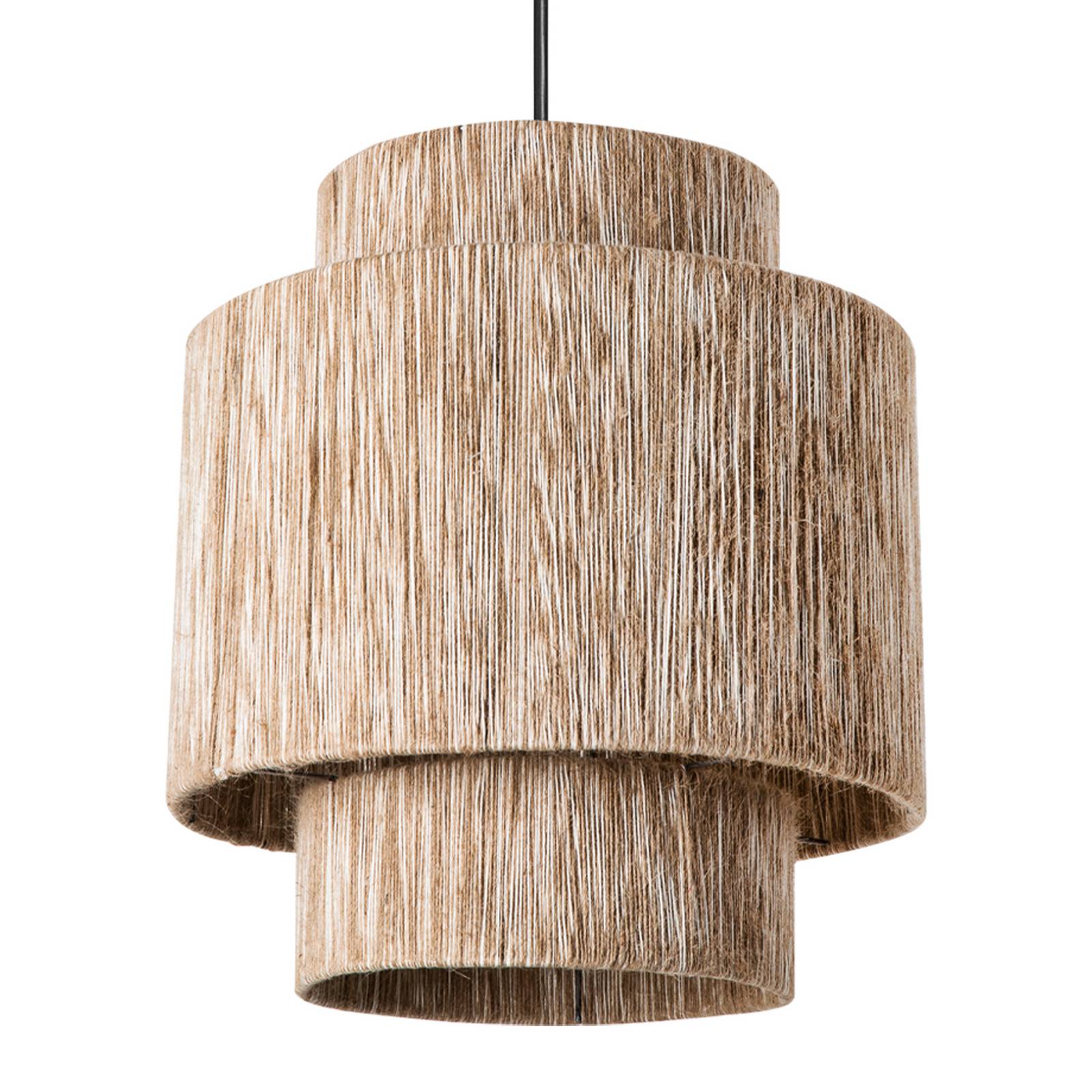 Hängeleuchte Sahra, braun, Seil, Ø 39 cm, Doppelschirm günstig online kaufen