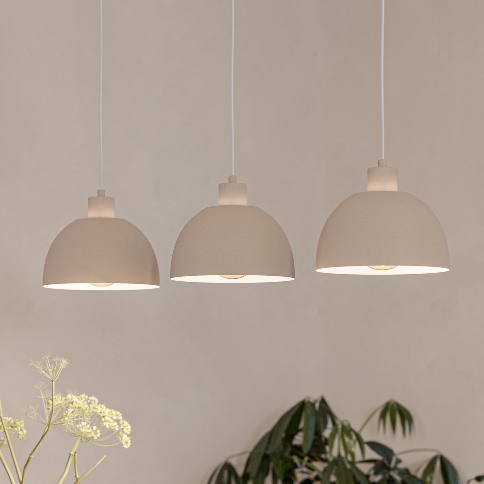 Hängeleuchte Cazalilla, sandbeige, 3-flammig, Metall, E27