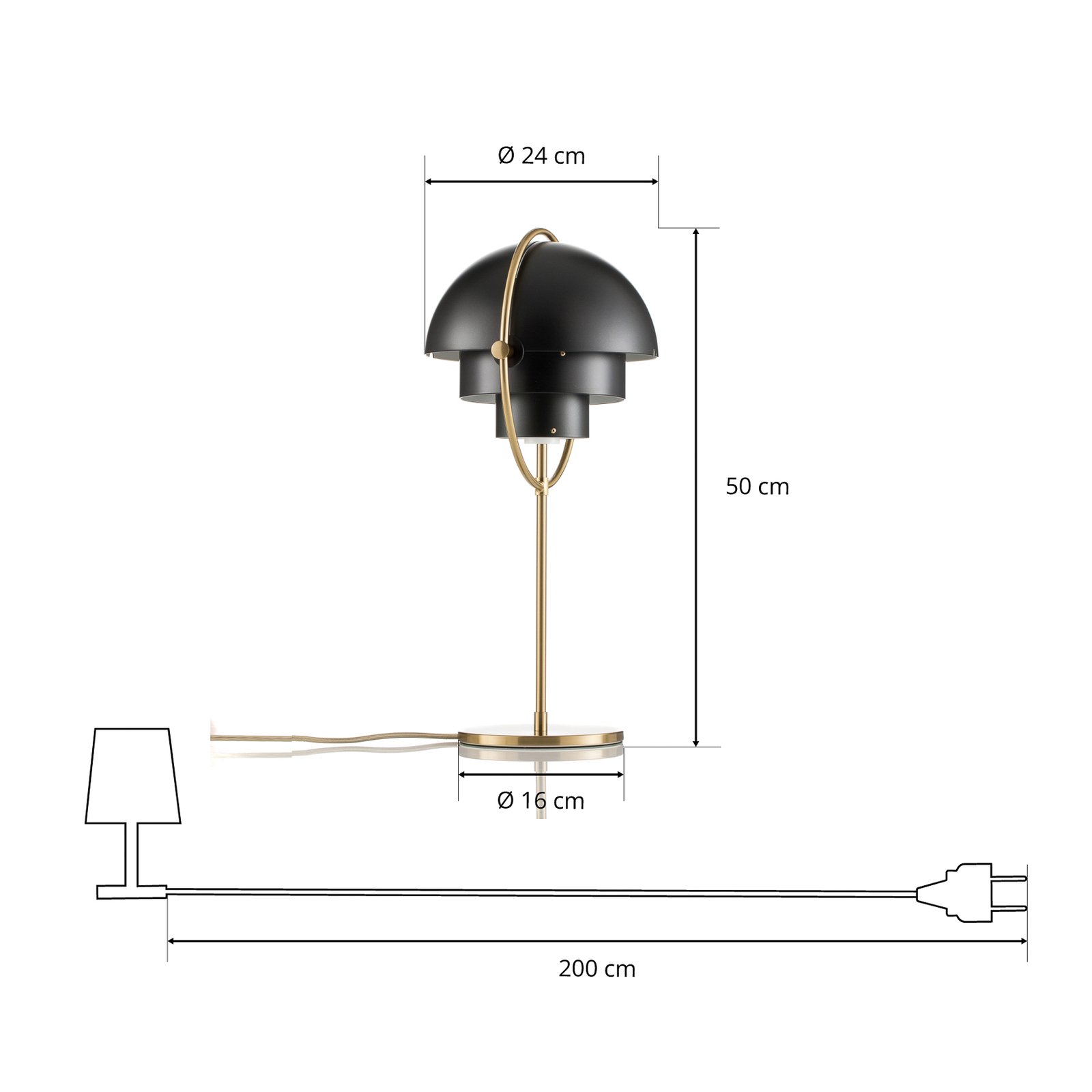 GUBI Multi-Lite laualamp, kõrgus 50 cm, messing/must