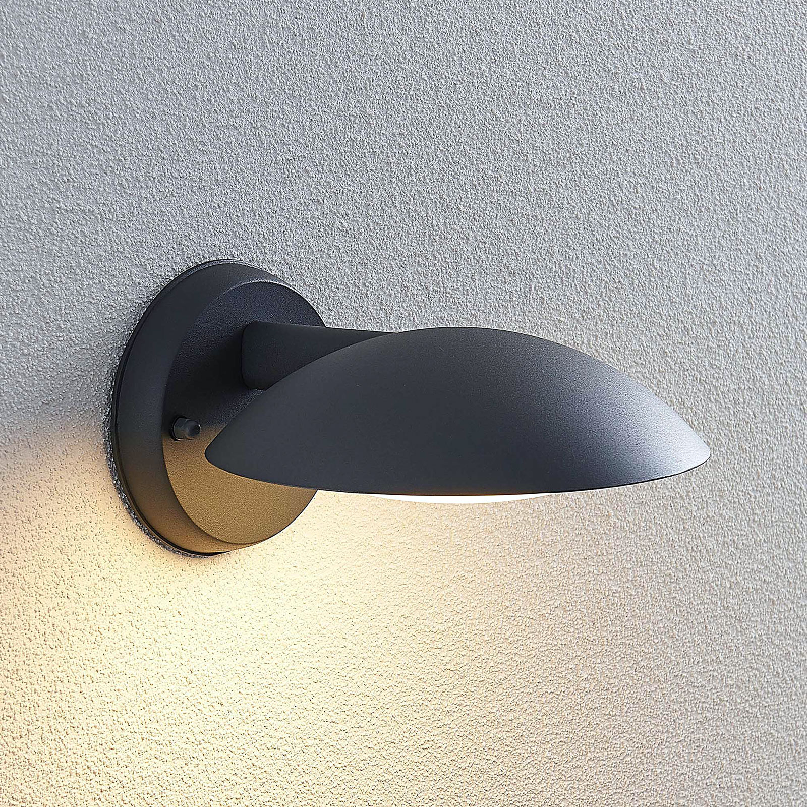 Lindby Maive LED outdoor wall light in dark grey, aluminium, polycarbonate, 11 W, energy efficiency: A+, W: 20 cm, H: 12.4 cm