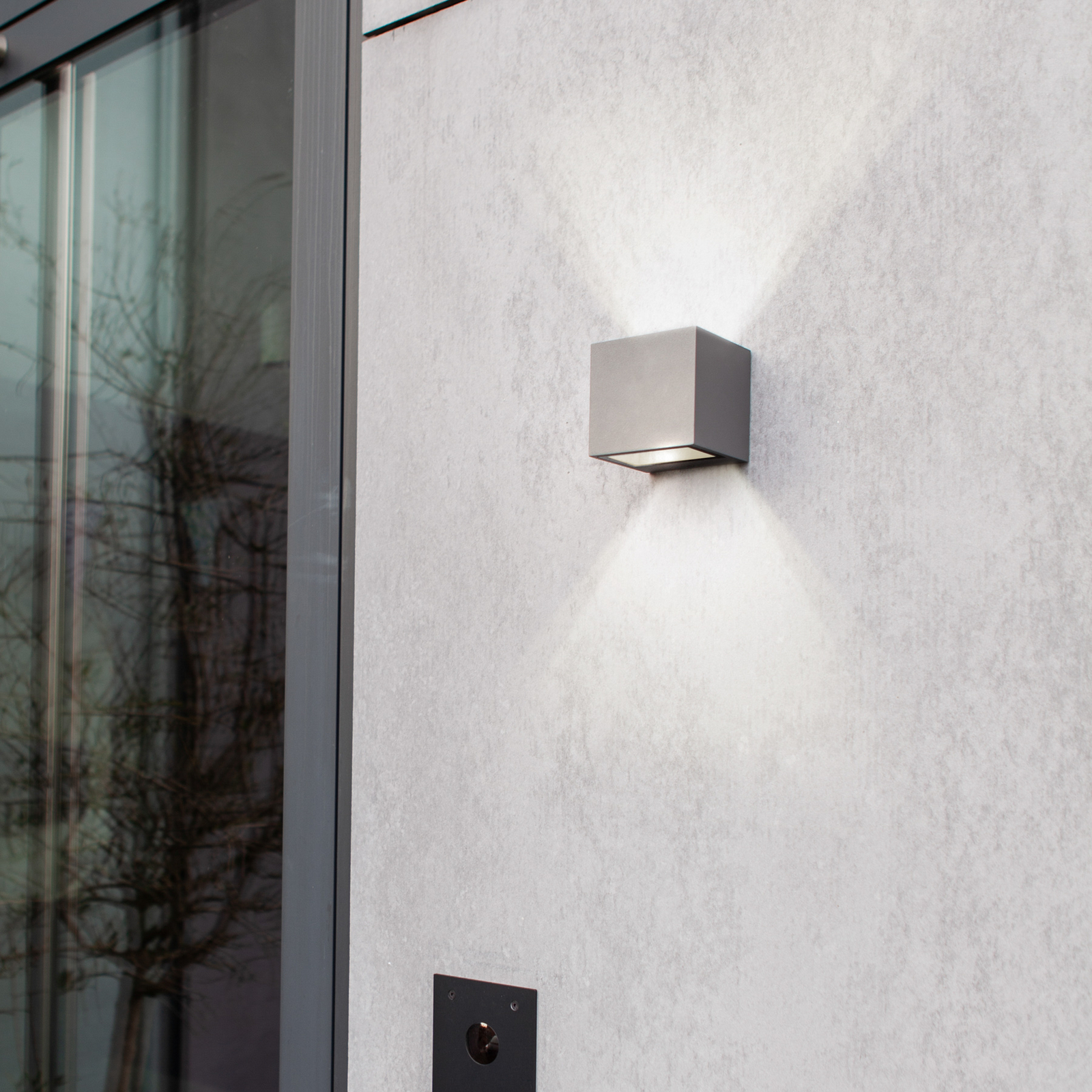 GEMINI LED kültéri falilámpa, sötét szürke, 9 x 9 cm, IP54, felfelé/lefelé GEMINI LED kültéri falilámpa, sötét szürke, 9 x 9 cm, IP54, felfelé/lefelé