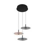 Lámpara colgante LED Sirena negra/ámbar/ahumada, Ø 41 cm, cristal, 3 luces.