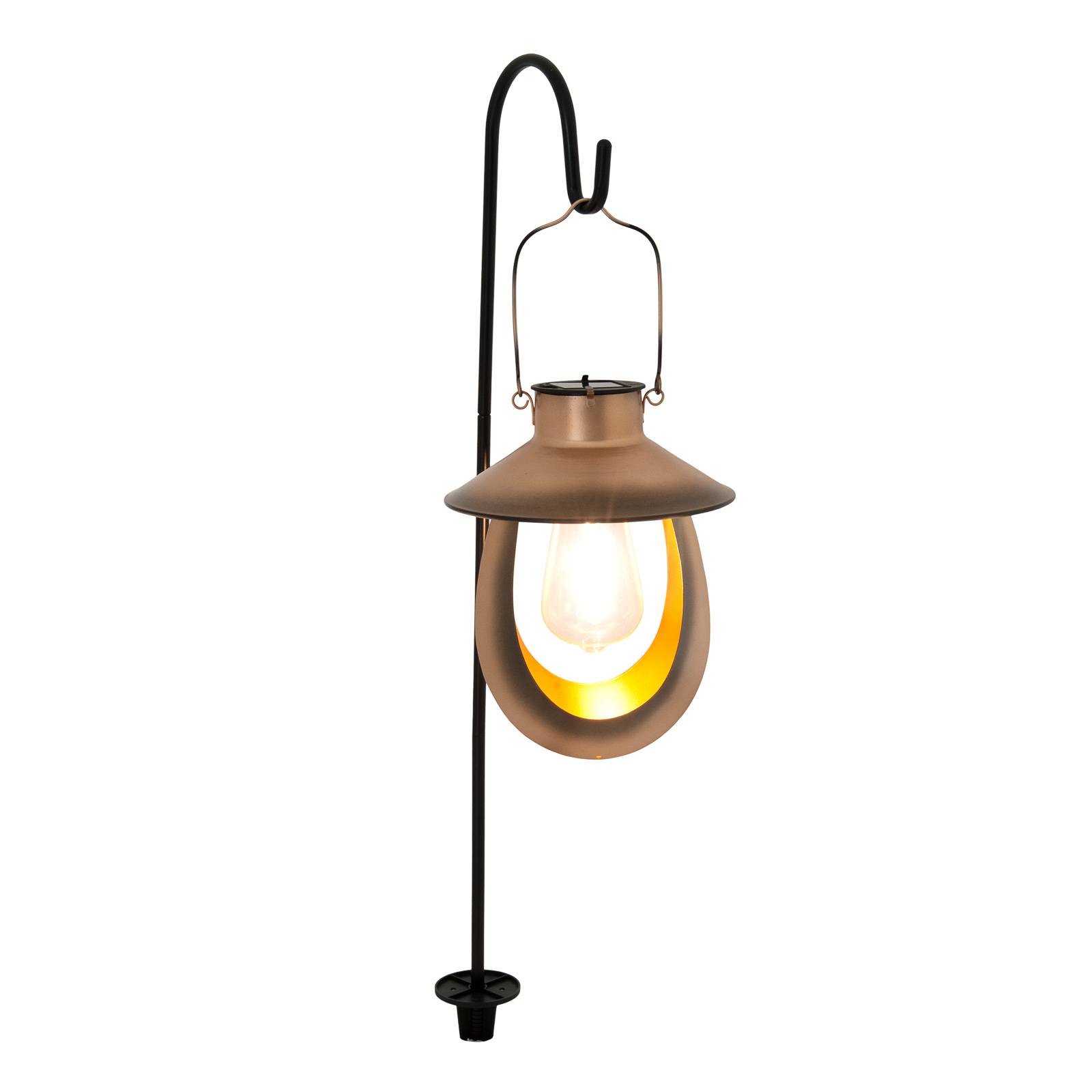Näve Aurinkokäyttöinen LED-koristelyhty 6108347 - solar-koristevalaisin - solarvalaisin - aurinkokennovalaisin musta, kupari