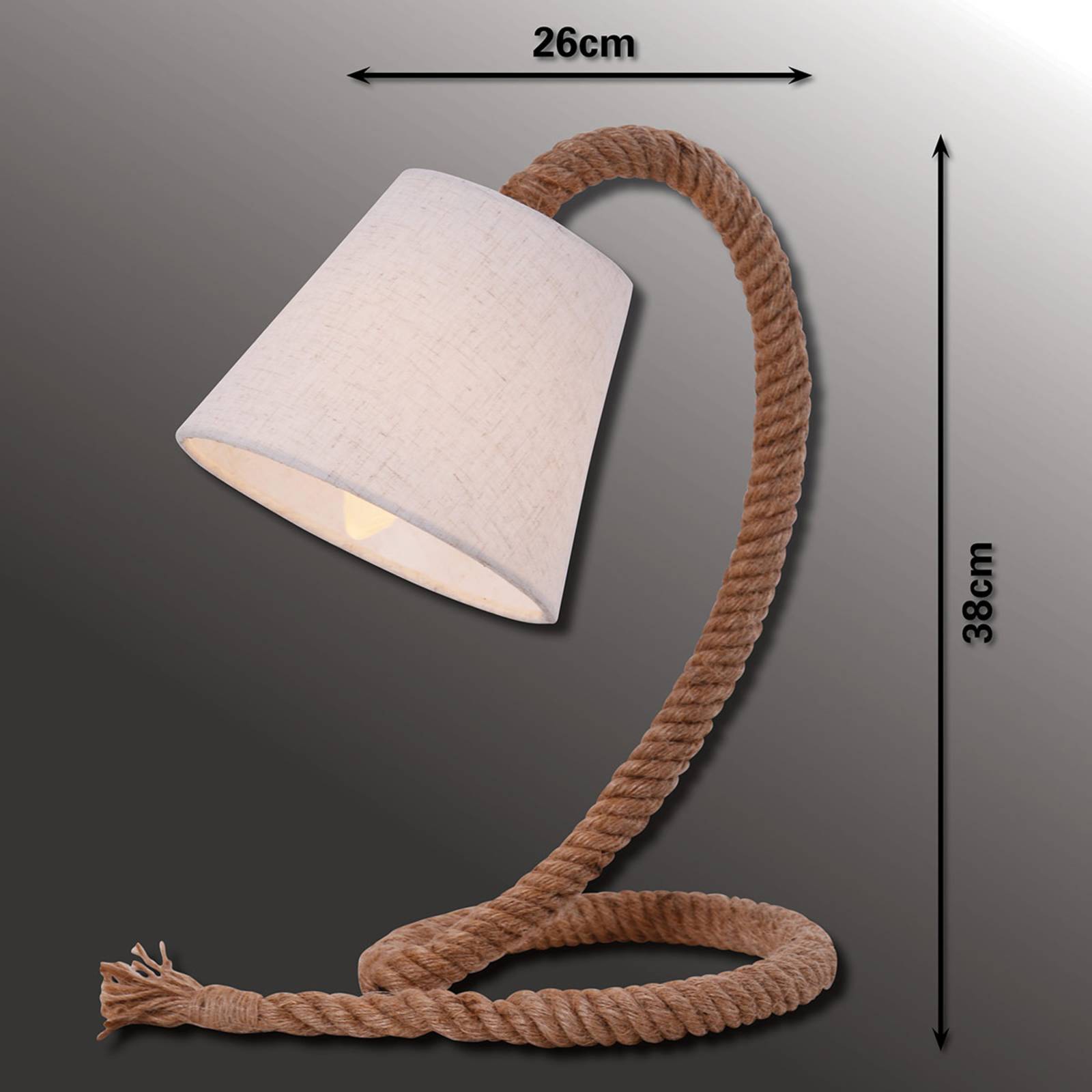 Lampa stołowa Rope z kloszem tekstylnym i liną