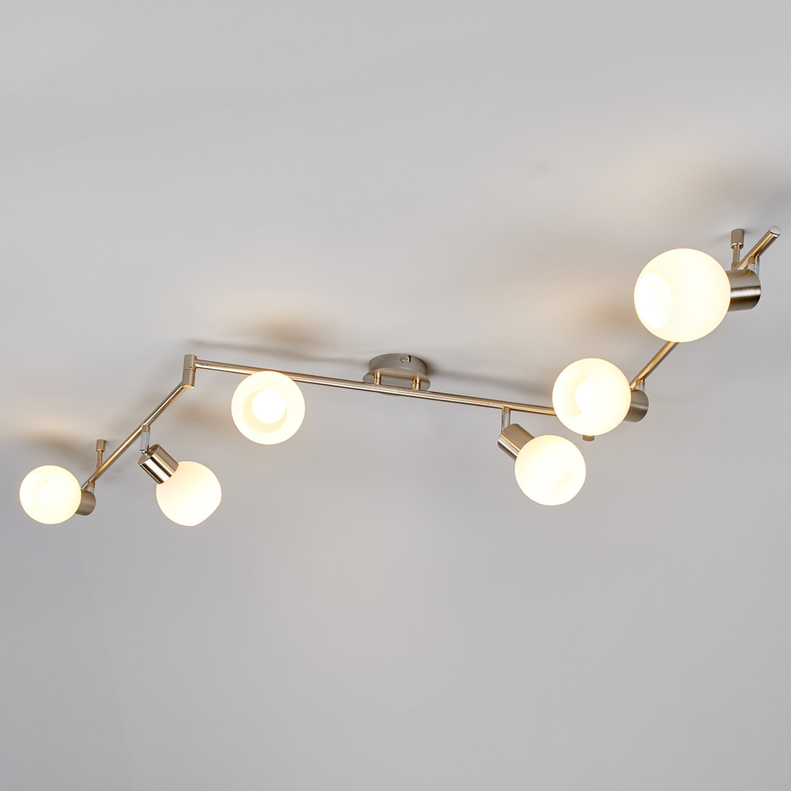 Elaina - LED-taklampe med 6 lys, matt nikkel