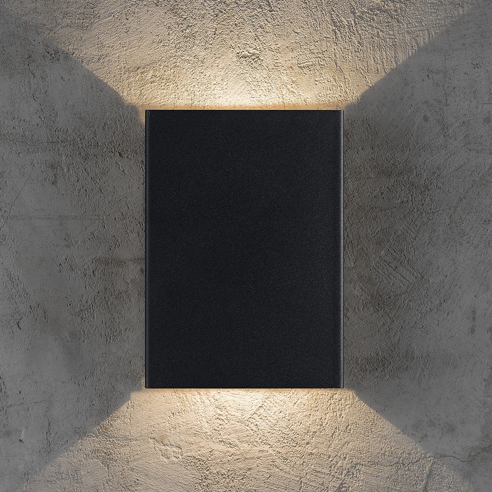 Aplique LED de exterior Fold, 15 x 21 cm, negro