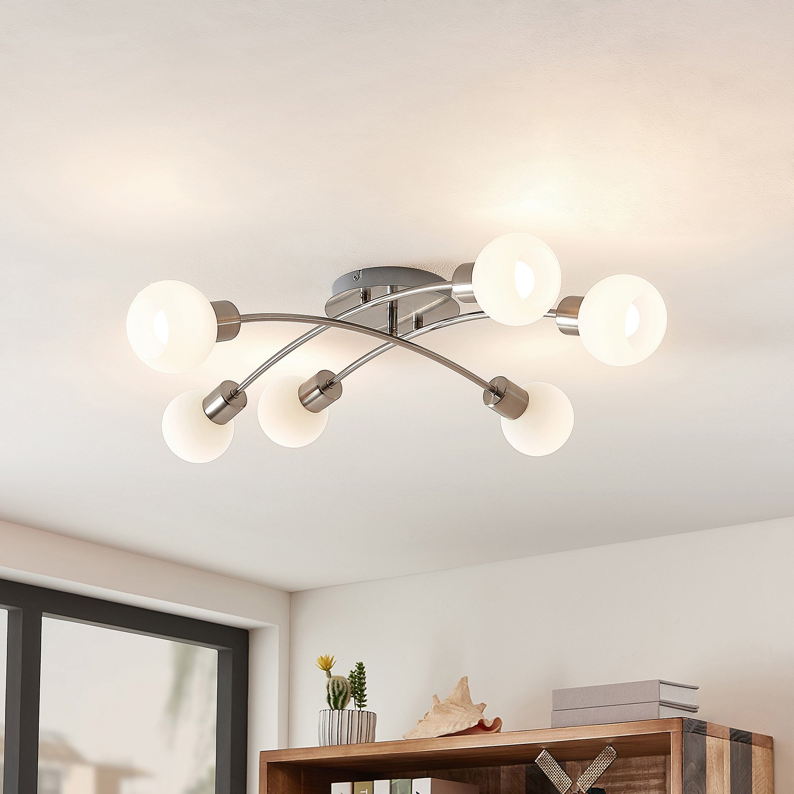 Agmar 6 Ceiling Lamp Nickel - Lindby