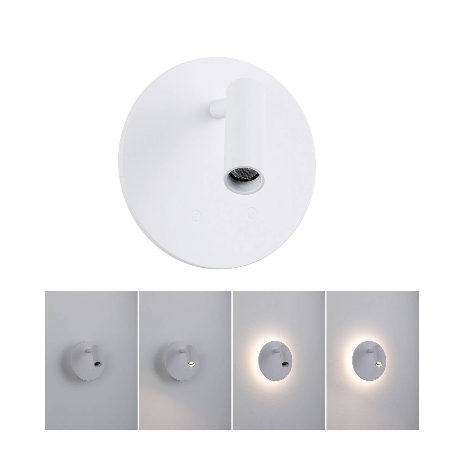 Akumulatorowy reflektor ścienny LED Kiora, biały, wysokość 20 cm, ściemniacz