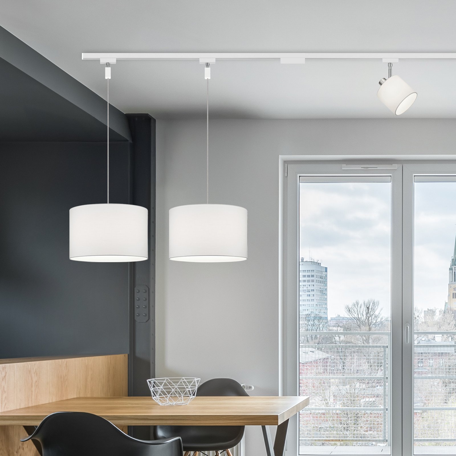 Schienenset DUOline Hotel/Tommy, weiß, 4 m, 7-flg., E27/E14 Schienenset DUOline Hotel/Tommy, weiß, 4 m, 7-flg., E27/E14