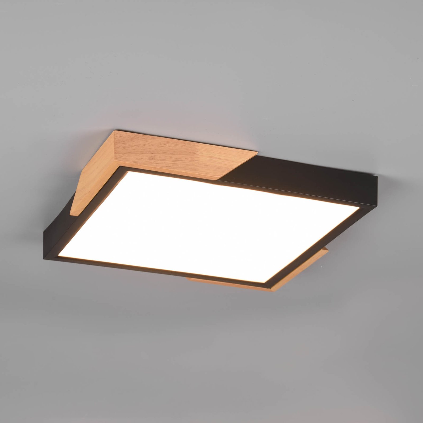 Meta LED ceiling lamp 31.5 x 31.5 cm 3,000 K wood