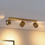 Chloe adjustable downlight, 3-bulb, brass-coloured steel
