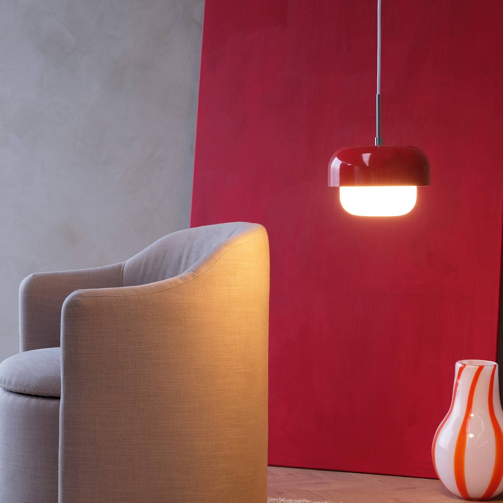 E-shop Dyberg Larsen Haipot závesná lampa, svetločervená