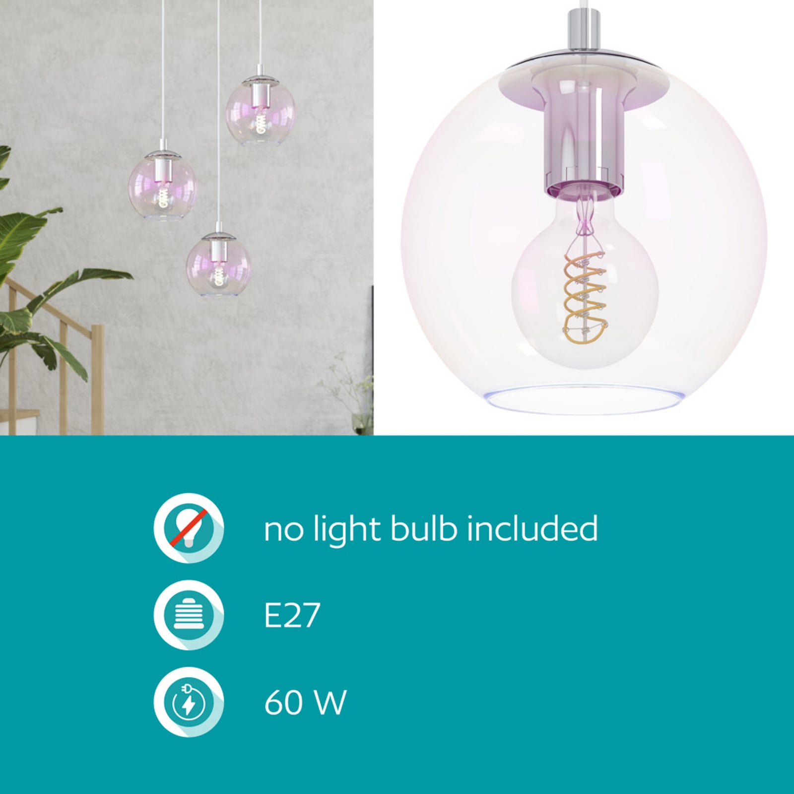EGLO hanglamp ARISCANI 2, Ø 43 cm, 3-lamps, chroom/iriserend EGLO hanglamp ARISCANI 2, Ø 43 cm, 3-lamps, chroom/iriserend