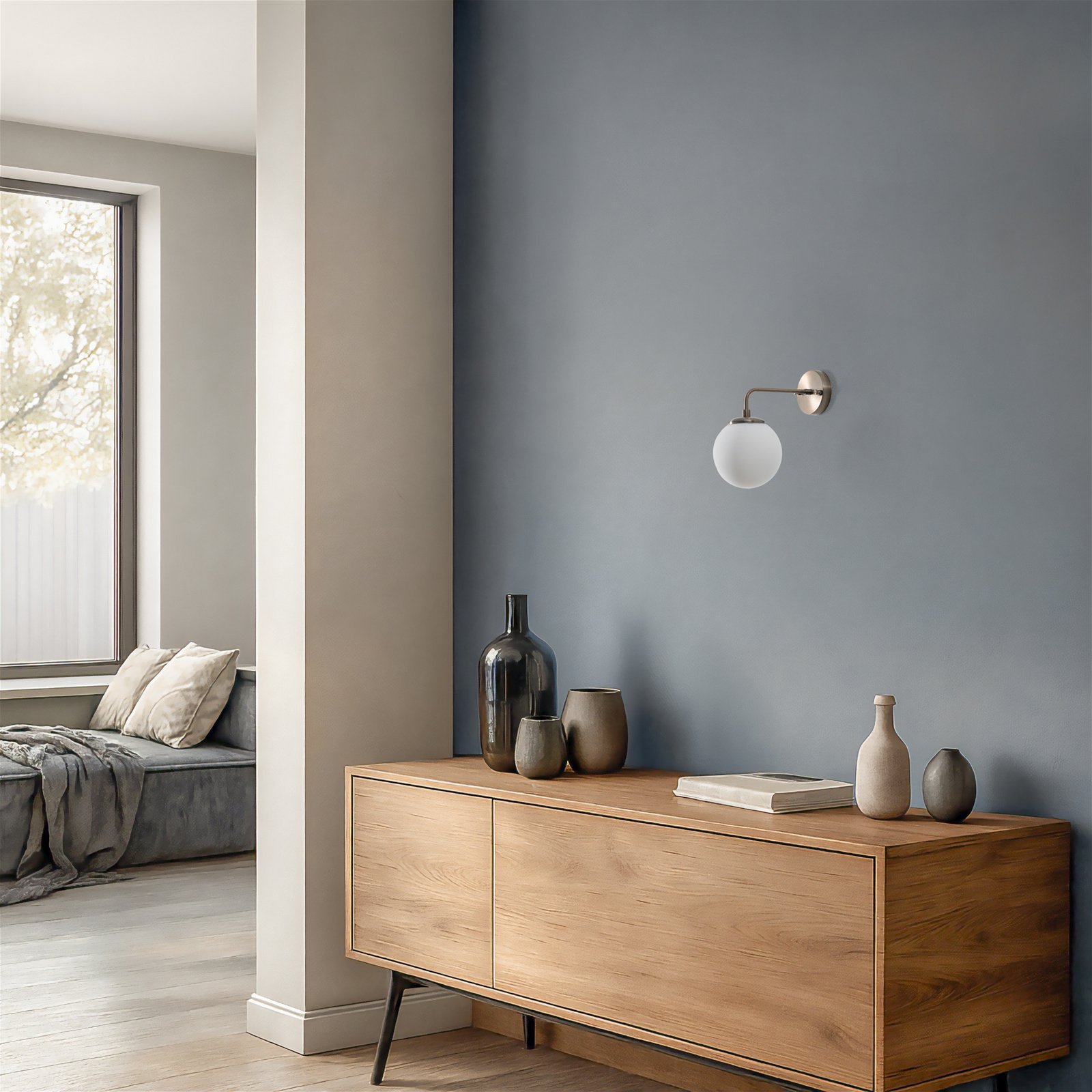 Nástenné svetlo Viran, zlatá antik, sklo, výška 25 cm, E14