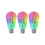 LUUMR Smart LED Filament Uppsättning av 3 E27 ST64 4W RGB klar Tuya
