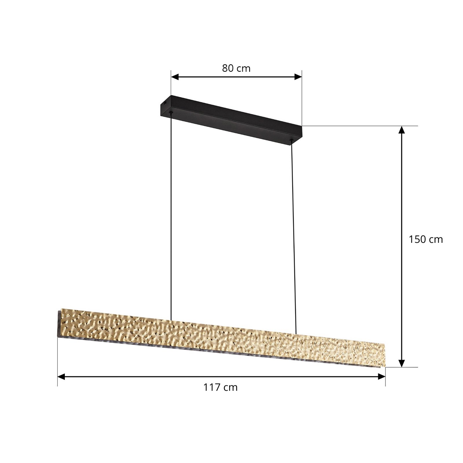 Lucande LED-Hängeleuchte Nivara, 117 cm, gold, Metall