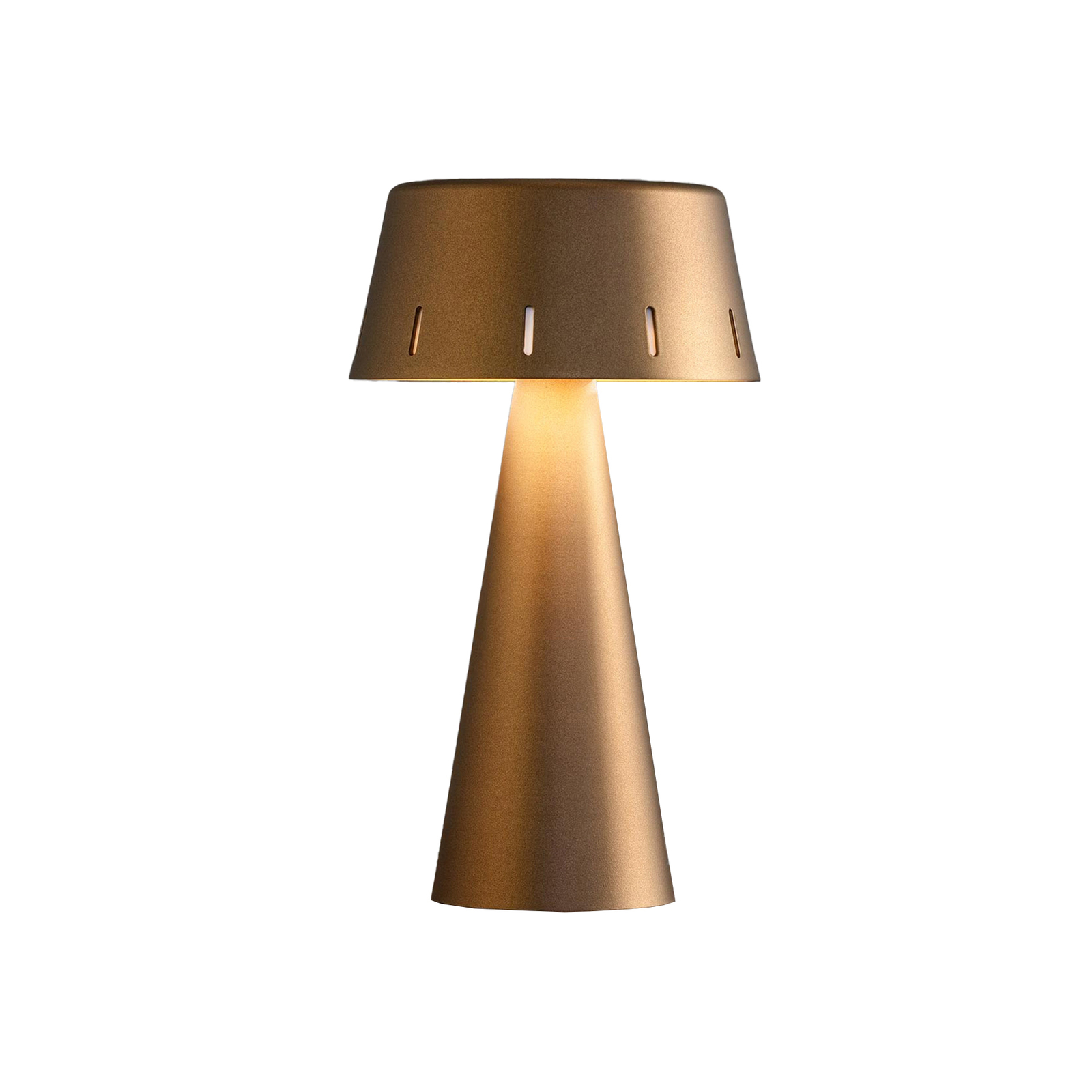 OLEV Makà LED table lamp with rechargeable battery, burnished finish