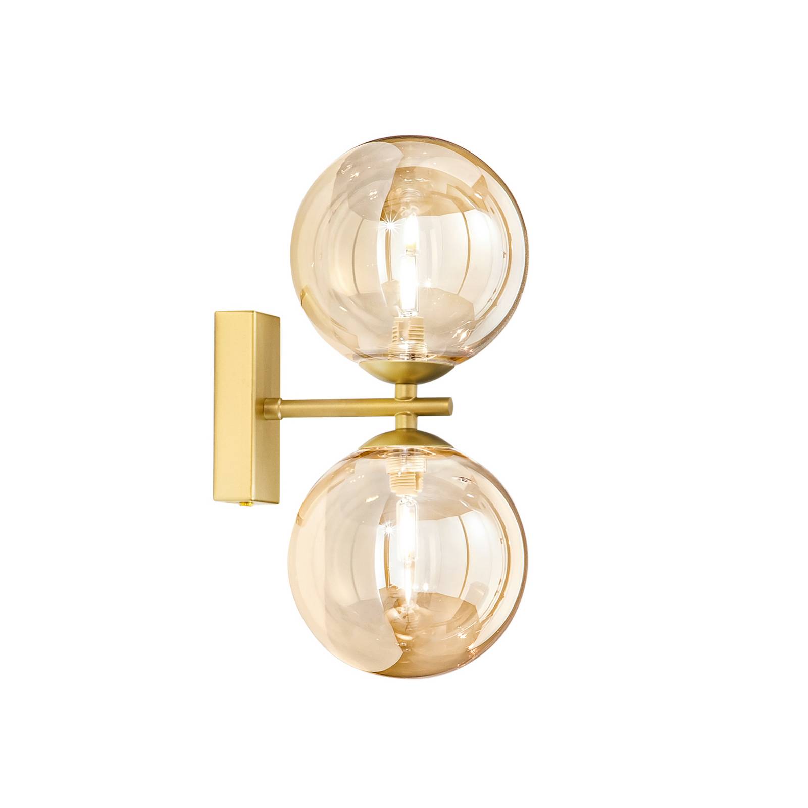 Wandleuchte HONEY, Höhe 23 cm, messing-/cremefarben, 2-flg. günstig online kaufen