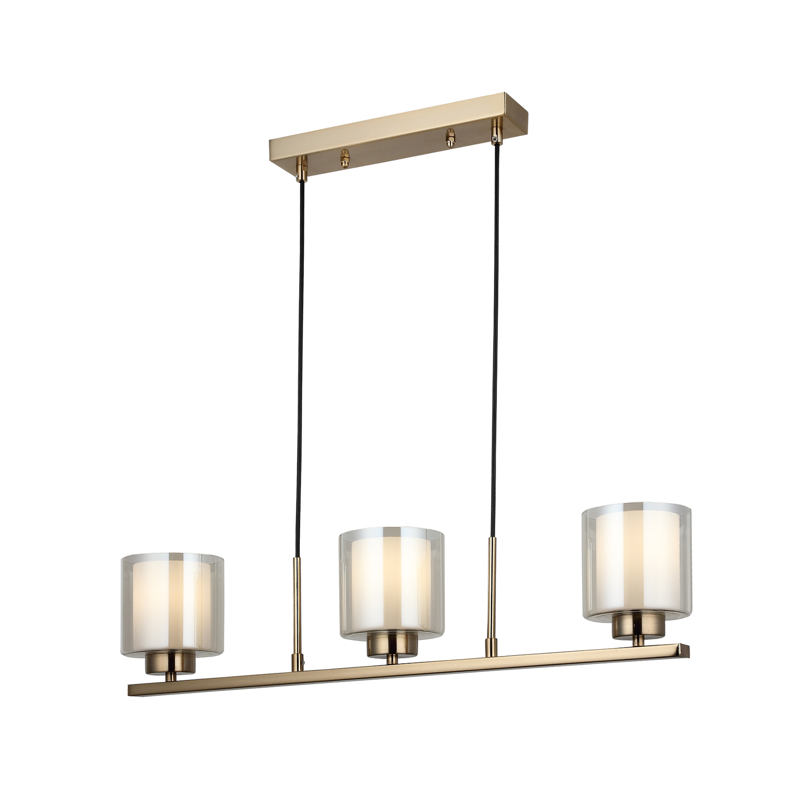 Ressa hanging light, linear, antique brass, 3-bulb