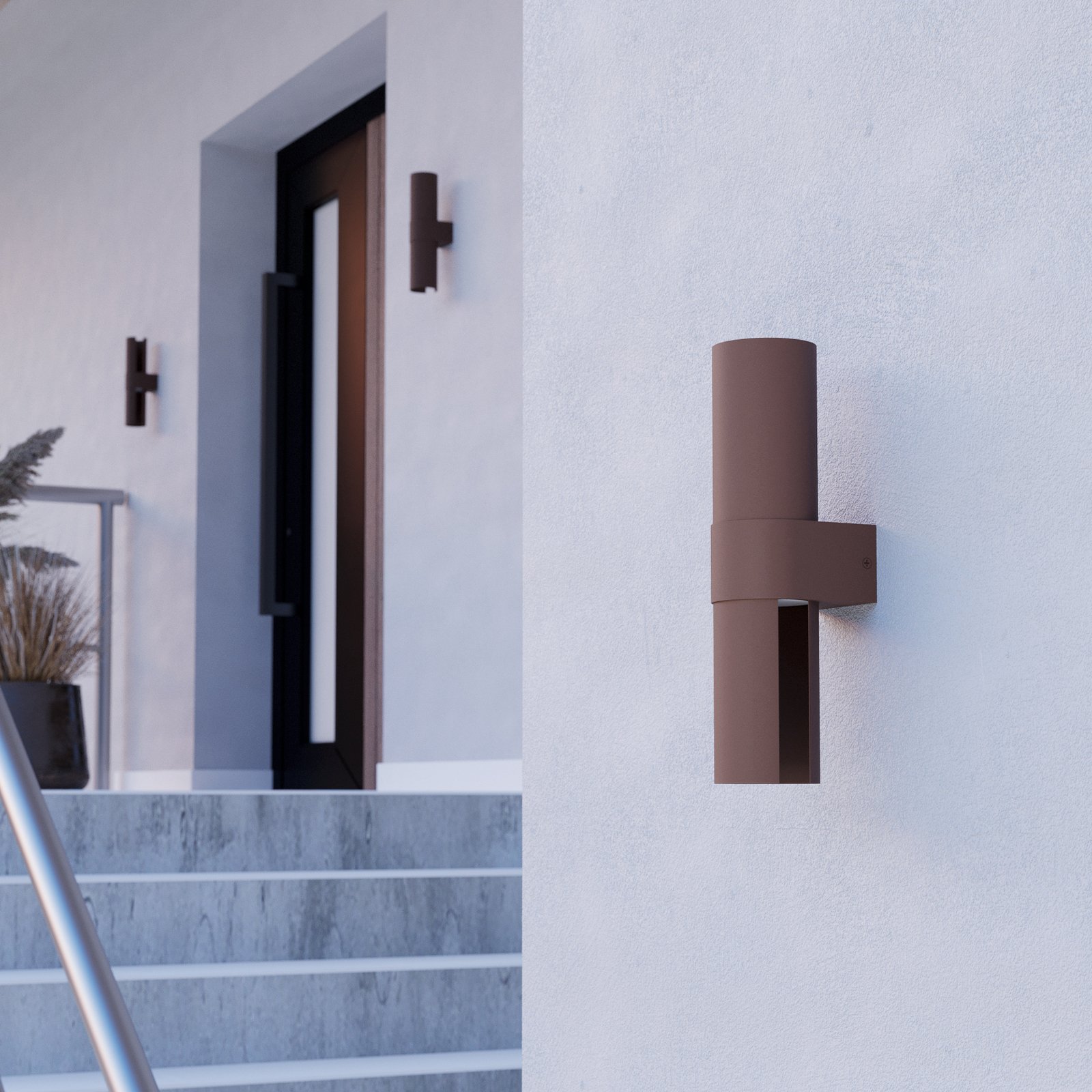 Montelauro LED vanjska zidna svjetiljka, boje hrđe, visine 32 cm, metalna