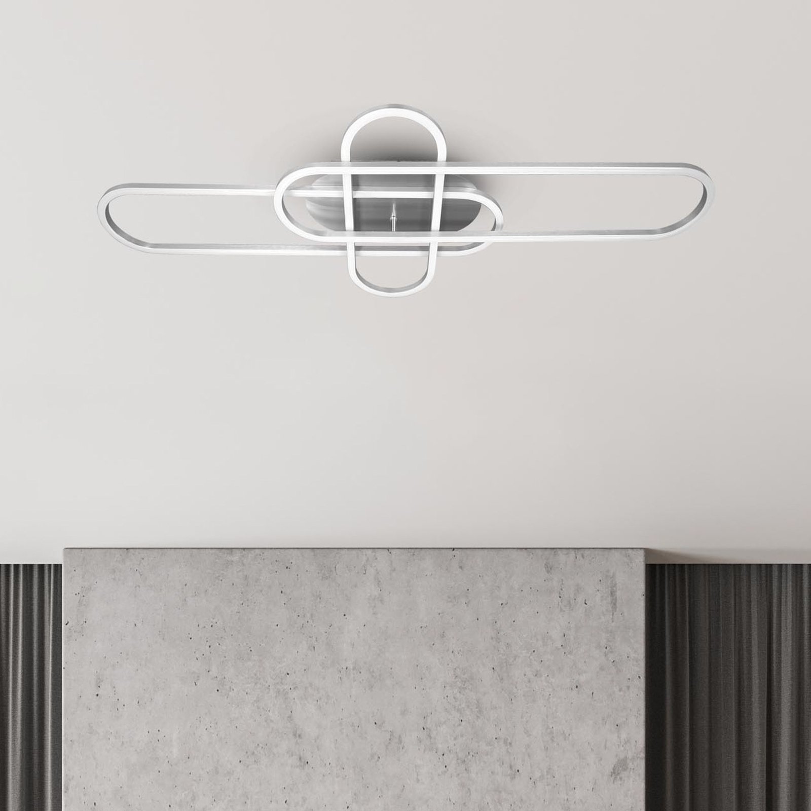 Carlon LED ceiling light, 3 ovals, CCT RGB grey