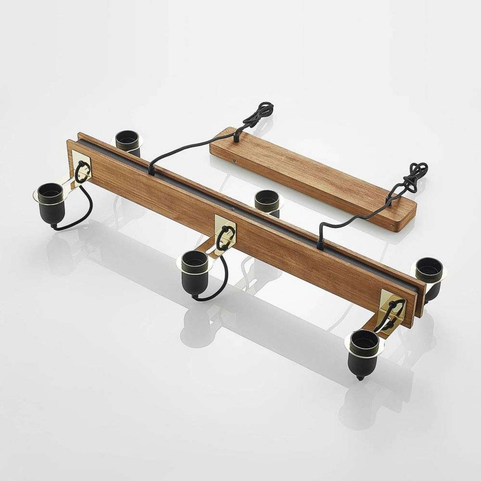 Becky Lustră Pendul Wood/Black/Brass - Lucande