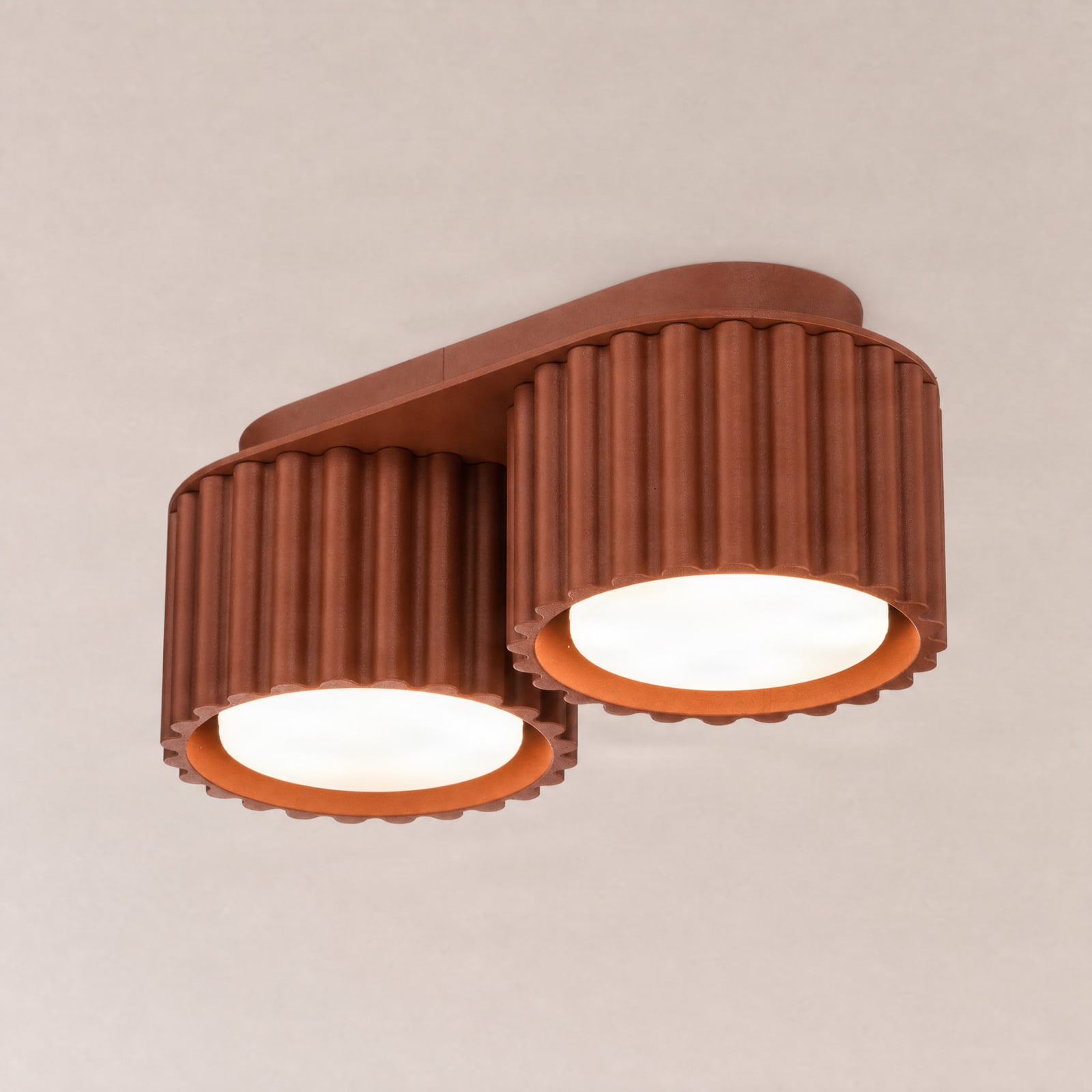 Taklampe Aura 2, terrakotta, 2 lyskilder, lengde 21 cm, GX53