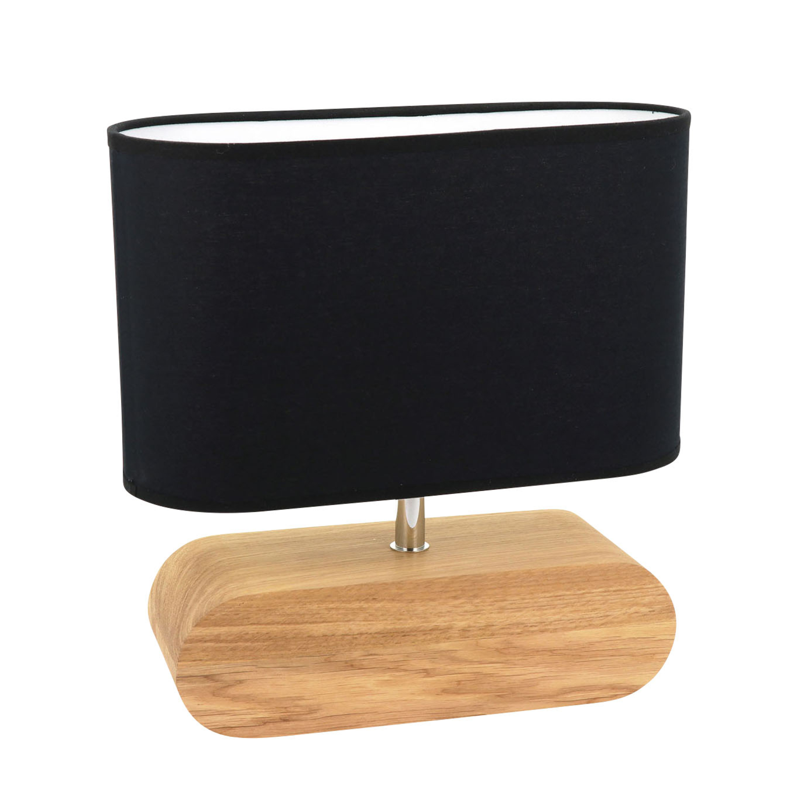 Spot-Light Marinna table lamp, oak base, black lampshade, for Living / Dining Room, fabric, oak wood, E27, 25 W, energy efficiency: A++, L: 30 cm, W: 12 cm, H: 31 cm