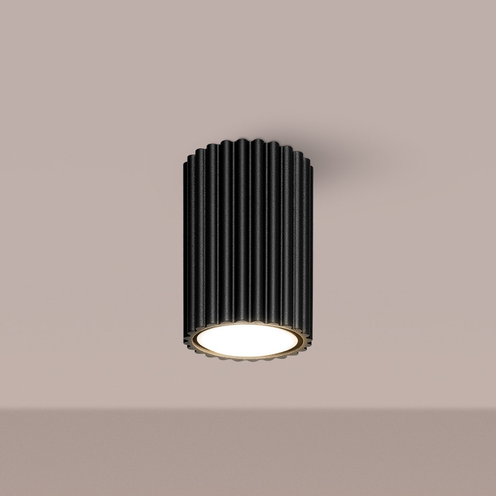 Deckenleuchte Karbon, schwarz, Höhe 10 cm, Aluminium