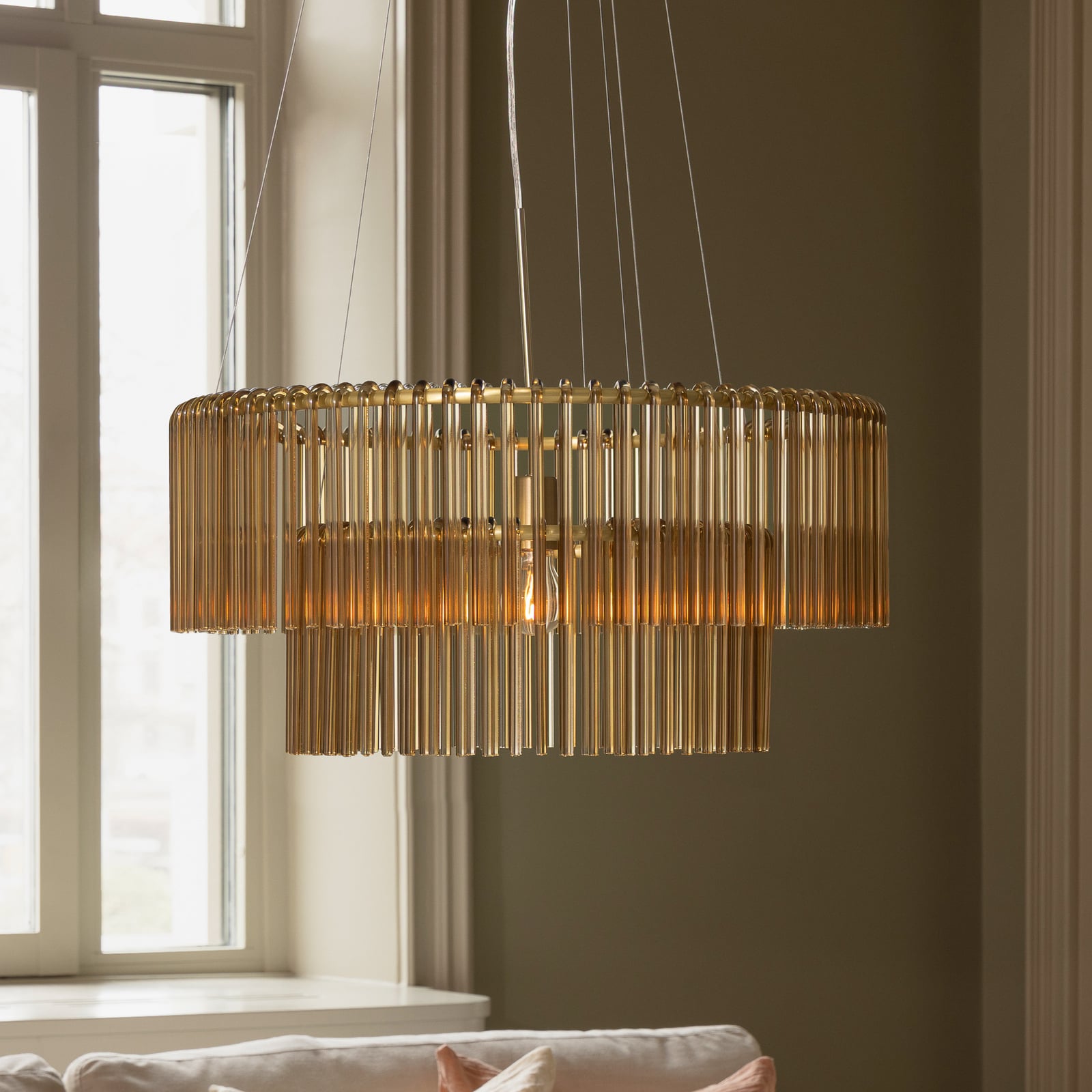 Globen Lighting висяща лампа HOOK 60, стъкло, коняк
