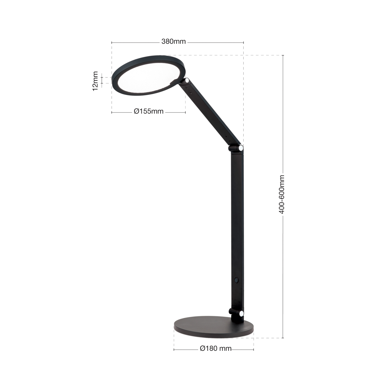 Lampe de table LED Fati, noir, hauteur 60 cm, aluminium, variateur