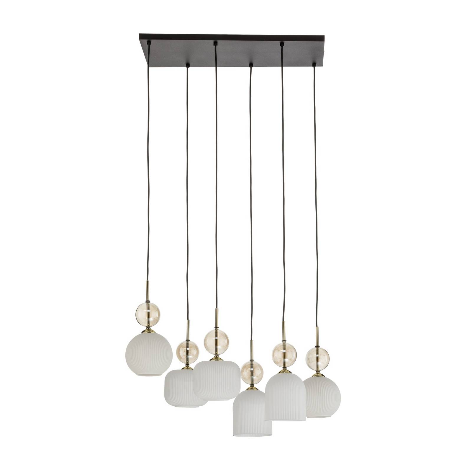 Żyrandol Sophia, 6-punktowy, biało-koniakowy, długość 65 cm, E14