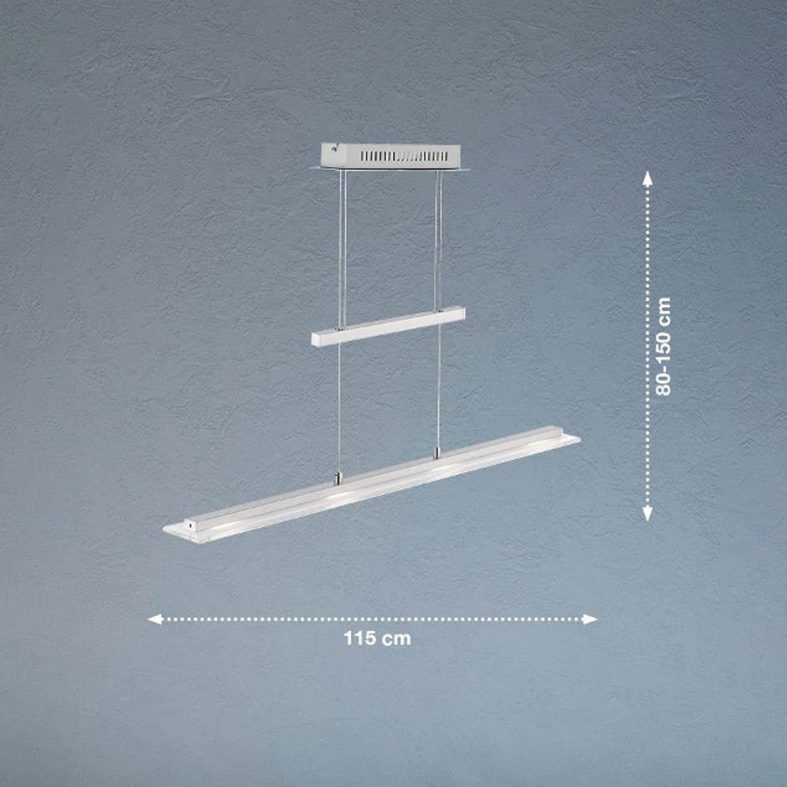 Suspension LED Tenso, nickel, 115 cm, métal, CCT, variateur d'intensité variable