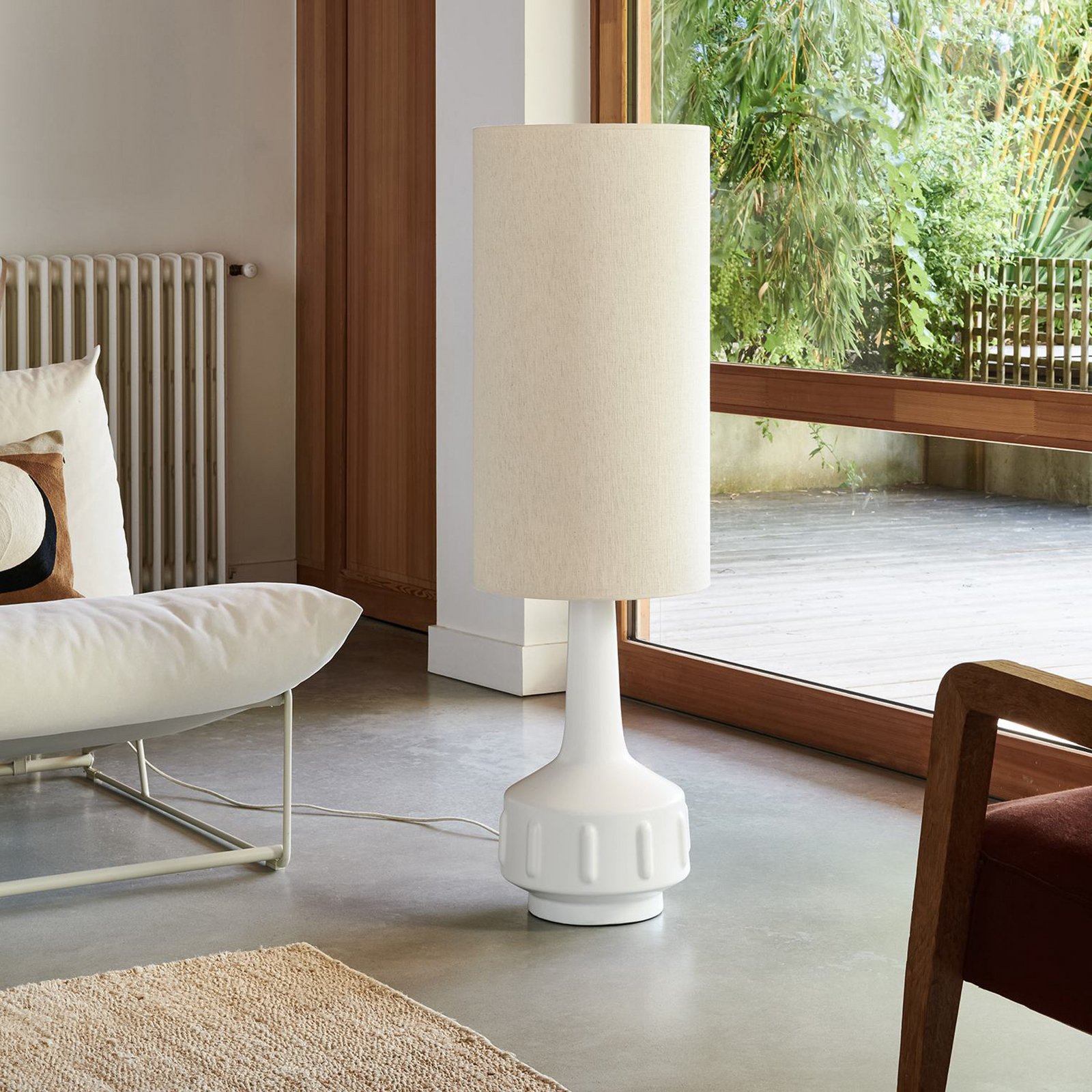 MARKET SET Stojacia lampa Jimmy, biela/béžová, 121 cm