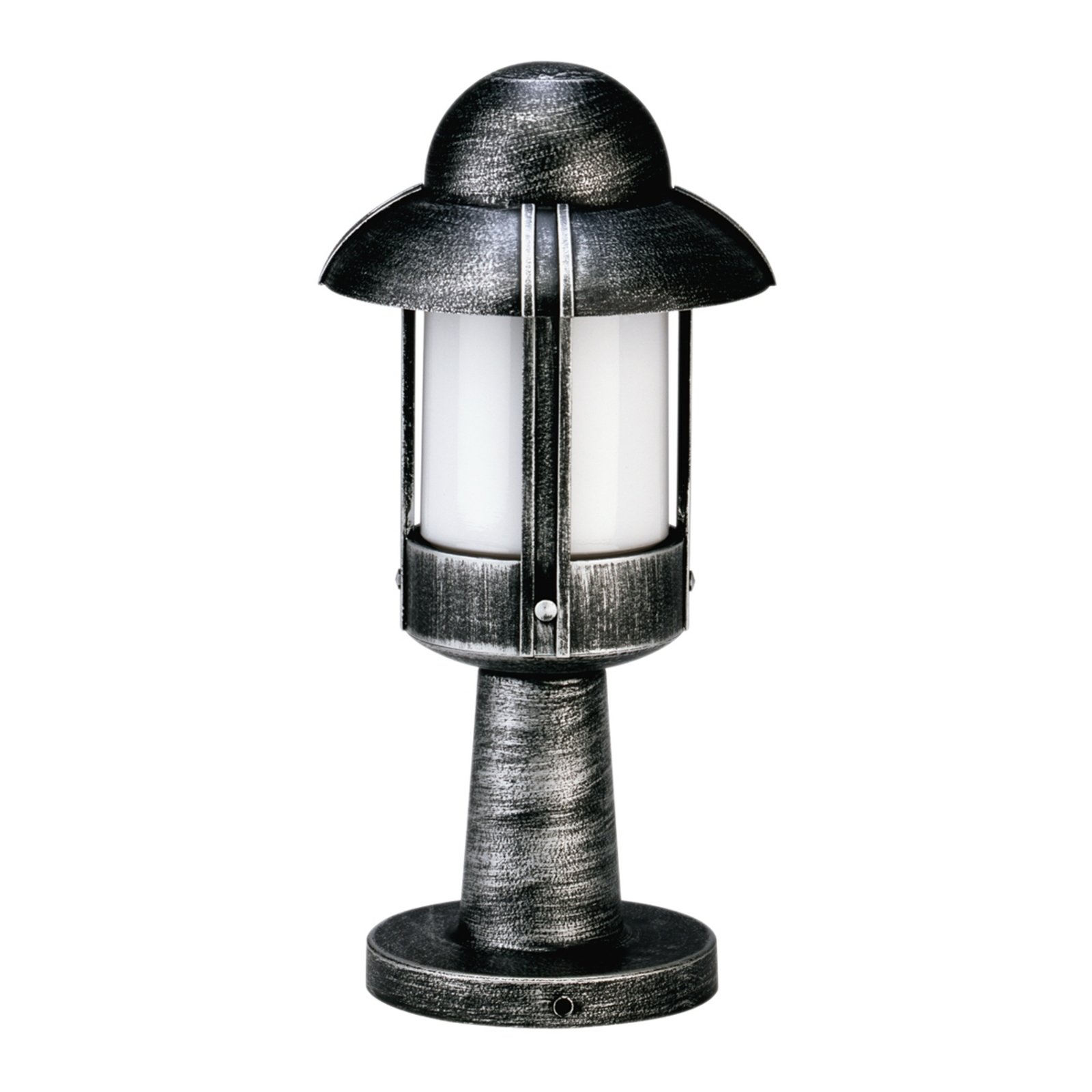 Albert Leuchten Country-style Jesper pillar light, black, cast aluminium, opal glass, E27, 75 W, energy efficiency: A++, H: 40 cm