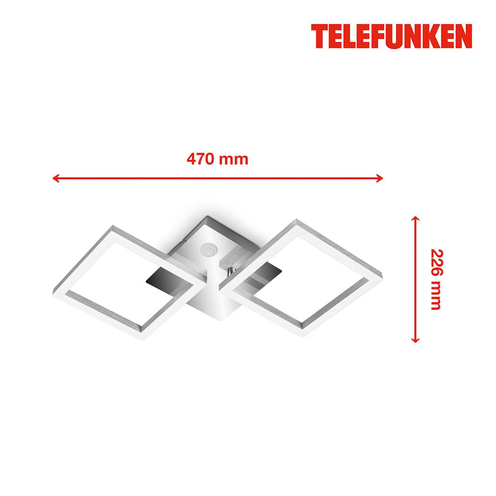 telefunken plafonnier à capteur led frame chromé/alu 47x23 cm