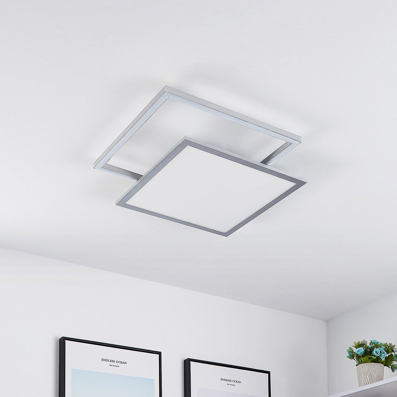 Lucande Senan LED plafondlamp, vierkanten, CCT